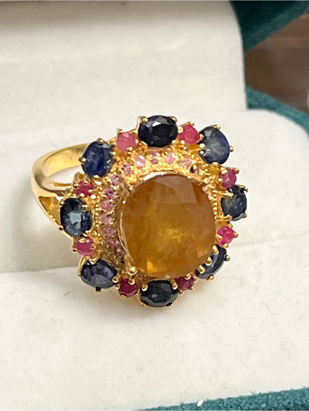 appraised Genuine yellow, blue sapphires and ruby ring